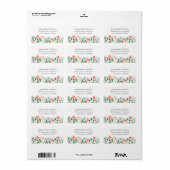 Whimsical Cute Retro Flowers Return Address ラベル (フルシート)