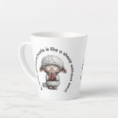 Whimsical Cute Sheep Reading a Book カフェラテマグ (左アングル)