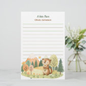 Whimsical Cute Squirrel Flower Personalized Kid's 便箋 (スタンド正面)