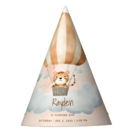 Whimsical Cute Tiger Hot Air balloon 1st Birthday  パーティーハット