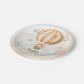 Whimsical Cute Tiger Hot Air balloon 1st Birthday  ペーパープレート (アングル)