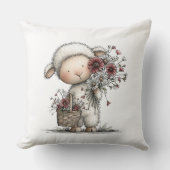Whimsical Cute Watercolor Sheep クッション (正面)
