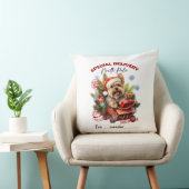 Whimsical Cute Yorkie Christmas Throw Pillow クッション (椅子)