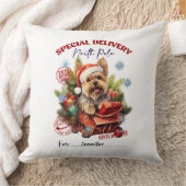 Whimsical Cute Yorkie Christmas Throw Pillow クッション (ブランケット)