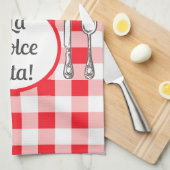 Whimsical Cutlery Dolce Vita Red Check  キッチンタオル (四つ折り)