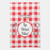 Whimsical Cutlery Dolce Vita Red Check  キッチンタオル (縦)