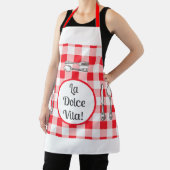 Whimsical Cutlery Dolce Vita Red Check Unisex エプロン (インサイチュ)