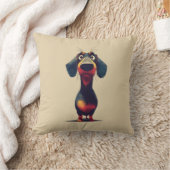  Whimsical Dachshund Character Illustration クッション (ブランケット)