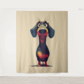  Whimsical Dachshund Character Illustration タペストリー (正面)
