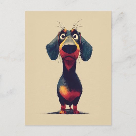  Whimsical Dachshund Character Illustration ポストカード (正面)
