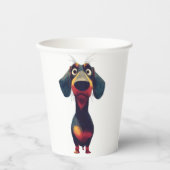 Whimsical Dachshund Character Illustration 紙コップ (正面)
