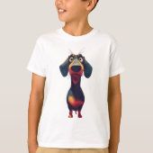  Whimsical Dachshund Character Illustration Tシャツ (正面)