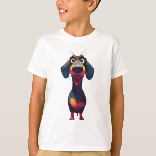  Whimsical Dachshund Character Illustration Tシャツ (正面)