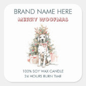 Whimsical Dalmatian Dog Christmas Labels スクエアシール (正面)