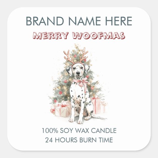 Whimsical Dalmatian Dog Christmas Labels スクエアシール (正面)