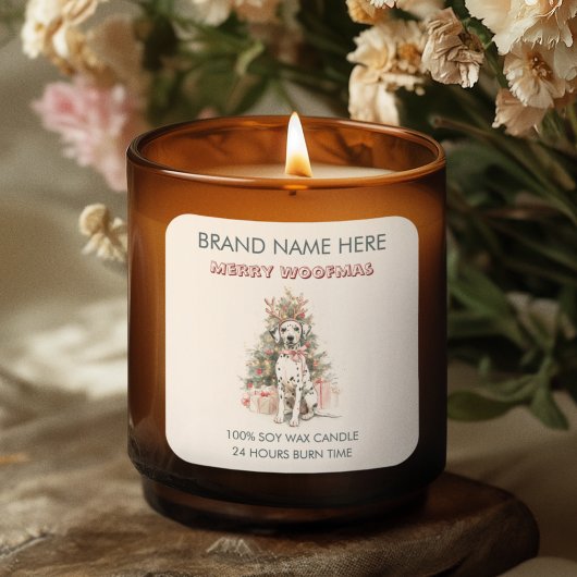 Whimsical Dalmatian Dog Christmas Labels スクエアシール