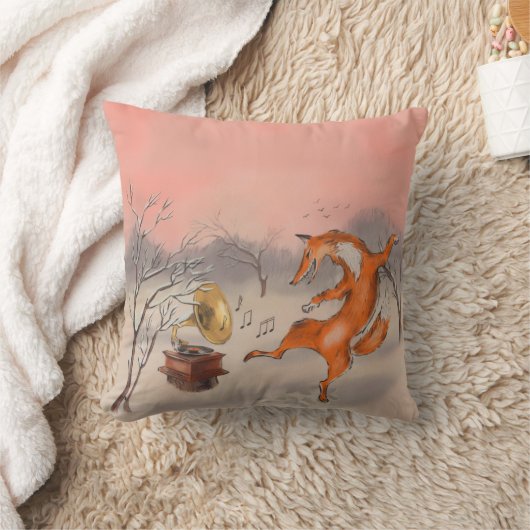 Whimsical Dancing Fox  Nature Inspired Home Decor クッション (ブランケット)