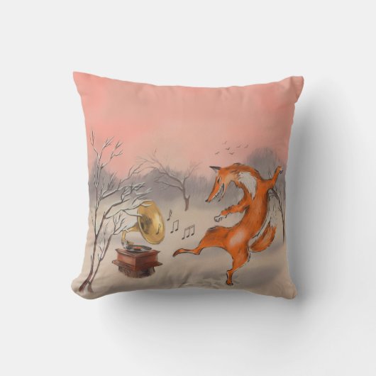 Whimsical Dancing Fox  Nature Inspired Home Decor クッション (正面)
