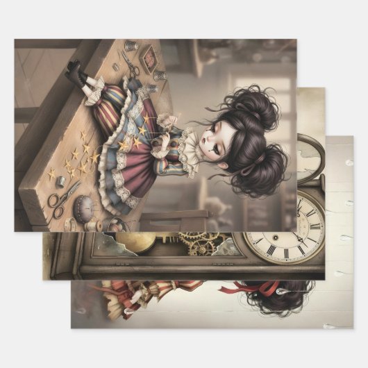 Whimsical Dark Circus Doll ラッピングペーパーシート (セット)
