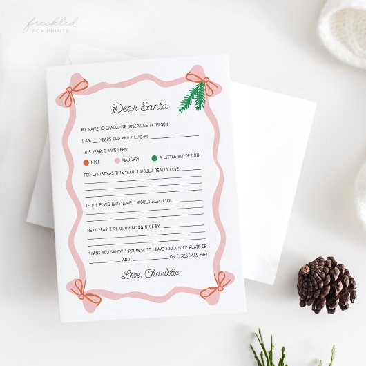 Whimsical Dear Santa Letter - Christmas Wish List