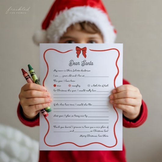 Whimsical Dear Santa Wish List for Kids