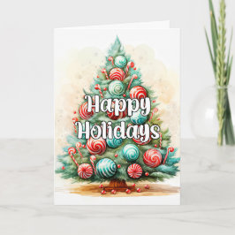 Whimsical Decorative Merry Christmas Tree シーズンカード