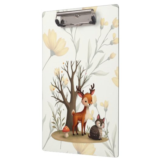 Whimsical Deer & Hedgehog Clipboard クリップボード (左)