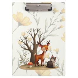 Whimsical Deer & Hedgehog Clipboard  クリップボード
