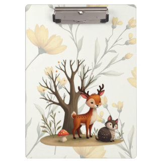 Whimsical Deer & Hedgehog Clipboard  クリップボード
