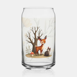 Whimsical Deer & Hedgehog Printed Can Glass ガラス缶
