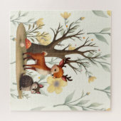 Whimsical Deer & Hedgehog Puzzle with Gift Box ジグソーパズル (横)