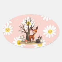 Whimsical Deer & Hedgehog Sticker