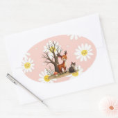 Whimsical Deer & Hedgehog Sticker 楕円形シール (封筒)