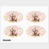 Whimsical Deer & Hedgehog Sticker 楕円形シール (シート)