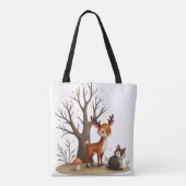 Whimsical Deer & Hedgehog Tote  トートバッグ (裏面)