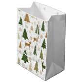 Whimsical Deers & Christmas Trees Gift Bag ミディアムペーパーバッグ (正面アングル)