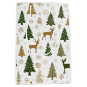 Whimsical Deers & Christmas Trees Gift Bag ミディアムペーパーバッグ (正面)