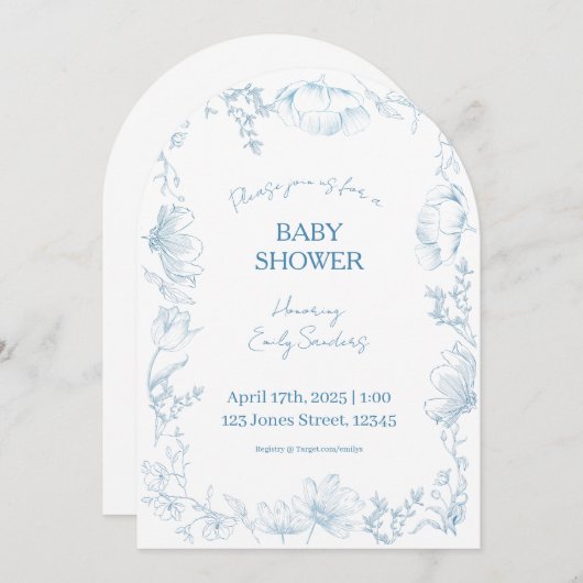 Whimsical Delft Baby Shower Invitation 招待状 (正面/裏面)