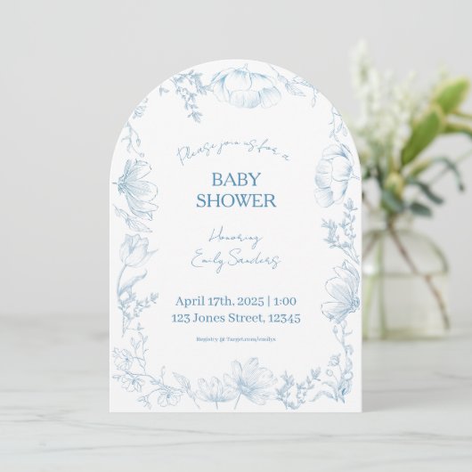 Whimsical Delft Baby Shower Invitation 招待状 (スタンド正面)