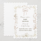 whimsical Delft floral baby shower invitation 招待状 (正面/裏面)