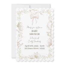  whimsical Delft floral baby shower invitation