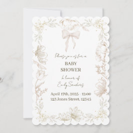  whimsical Delft floral baby shower invitation 招待状