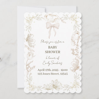  whimsical Delft floral baby shower invitation 招待状