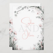 Whimsical Delicate Blush Floral Branch  招待状 (正面/裏面)