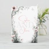 Whimsical Delicate Blush Floral Branch  招待状 (スタンド正面)