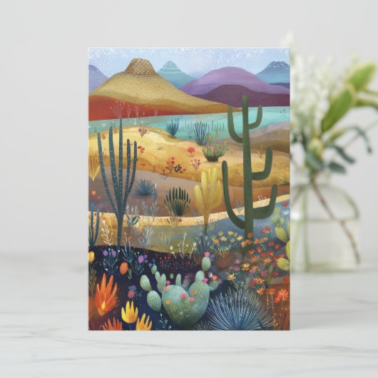 Whimsical Desert Scene Hello Flat カード (スタンド正面)
