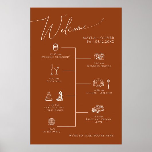 Whimsical Desert Wedding Timeline Sign ポスター (正面)