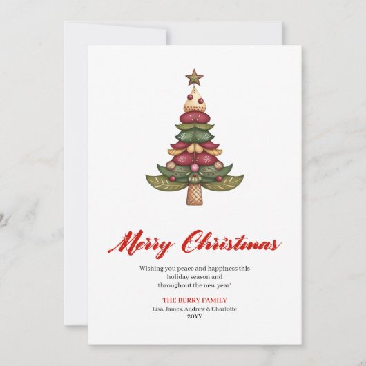 Whimsical Designer Christmas Tree Holiday Card シーズンカード (正面)