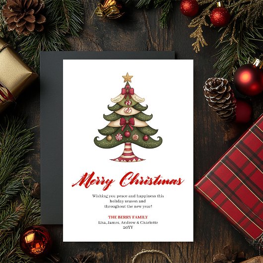 Whimsical Designer Christmas Tree Holiday Design シーズンカード