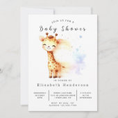 whimsical digital giraffe baby shower 招待状 (正面)